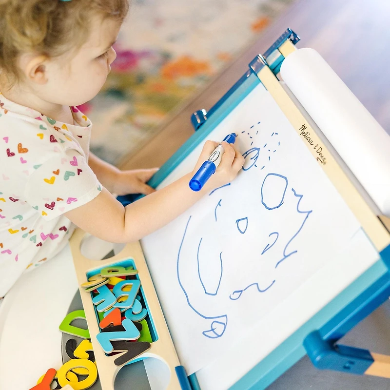 Melissa & Doug Chevalet d’art magnétique double face - Tableau effaçable à sec et tableau noir - Certifié FSC Chevalet de table