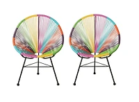 Plata Import Acapulco Chair in Multicolour, Wire Lounge Chair, Plastic Lounge Chair, Beach Lounge Chair, Indoor-Outdoor Lounge Chair, Patio Lounge Chair, Oval Lounge Chair  - Set 2