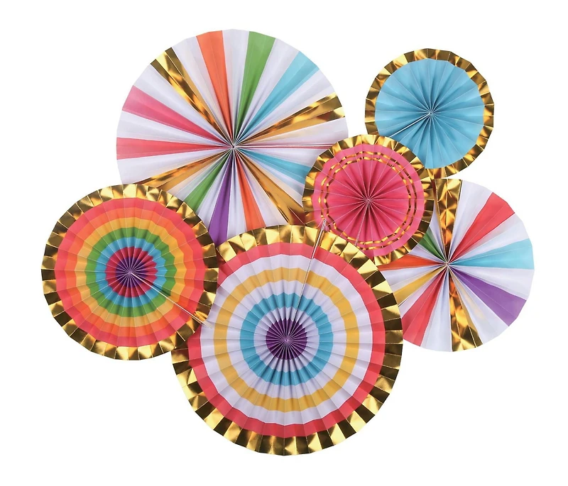6 VENTILATEURS EN PAPIER ARC-EN-CIEL VENTILATEUR EN PAPIER