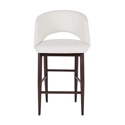 Tabouret de direction Plata Import en blanc, tabouret de direction en PU, tabouret de comptoir du milieu du siècle, tabouret de comptoir en PU blanc, tabouret de cuisine en PU, tabouret d'île, Taboure