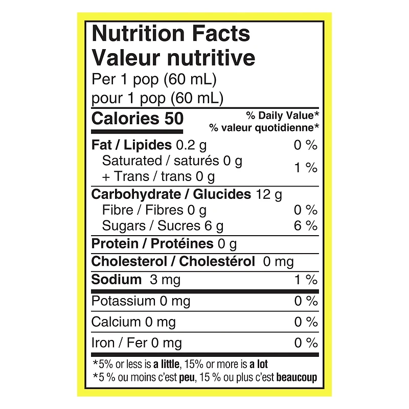 Pops Glacés Popsicle Bob l'Éponge 6 x 60 mL