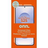 Onn. Premium Japanese Tempered Glass Screen Protector for Samsung Galaxy S25 with Easy Application Tray, Scratch and Impact Absorbing, Scratch & Impact Absorbing