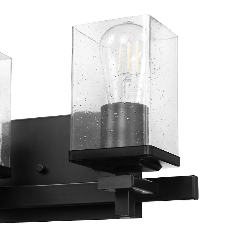 Ensemble de salle d’eau de 3 pièces noir mat avec applique murale à 2 têtes de 13 po, 91007982