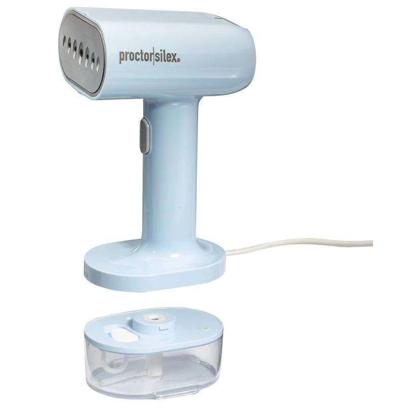 Proctor Silex® Compact 2-in-1 Garment Steamer and Iron, Handheld Travel Steamer, 1200 Watts, 120 ml Removable Tank, Blue, Model 11585