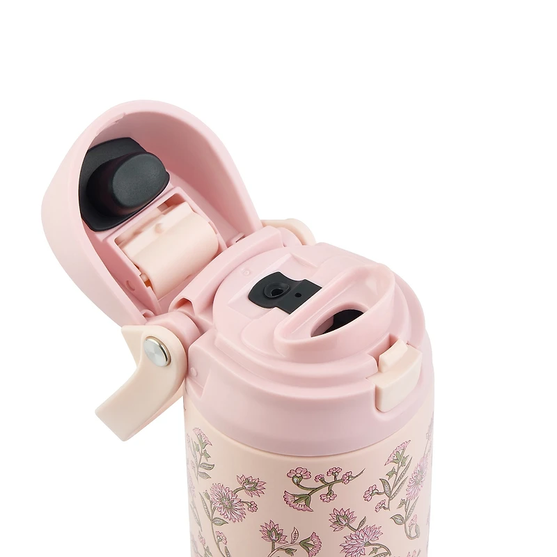 Bouteille d'eau TAL 2 en 1 en acier inoxydable avec couvercle à pression, paille et gobelet, 78 cl, motif floral rose TAL 24 oz 2 en 1 - Floral rose