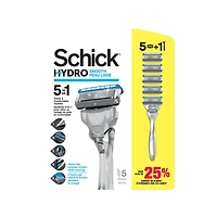 Emballage économique de 1 système de rasoir pour hommes et de 5 cartouches de lames Schick Hydro pour peau lisse Rasoir + 5 cartouches de lames