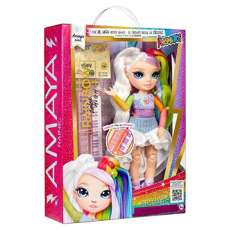 Rainbow High Jr High Rock Band -  Amaya, Rainbow 9” Fashion Doll with Keyboard and Stickers