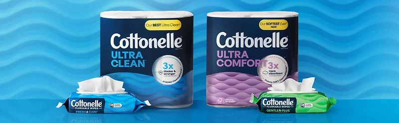 Papier hygiénique Cottonelle Ultra Clean,12 méga rouleaux, 284 feuilles par rouleau
