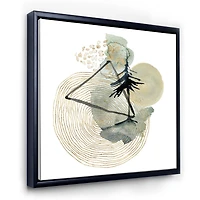 Designart Abstract Landscape Of Mountains Moon and Tree FLOAT FRAME WALL ART