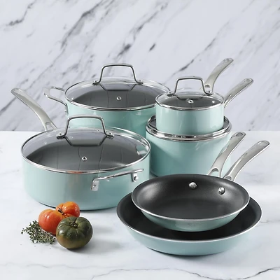 Martha Stewart 10-Piece Nonstick Cookware Set, Martha Blue