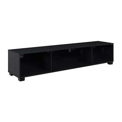 Bromley 71"L Black TV Stand with Four Glass Door Compartments