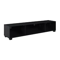 Bromley 71"L Black TV Stand with Four Glass Door Compartments