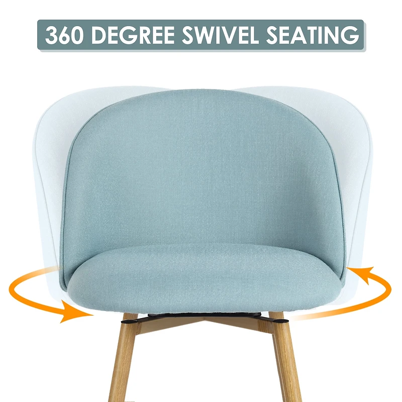 Lot de 4 tabourets de bar modernes Homy Casa, pivotants à 360°, siège rembourré confortable, tissu élégant et pieds en chêne, bleu