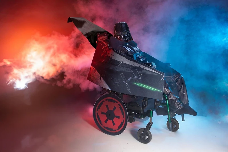 STAR WARS Adaptive Darth Vader Youth Costume - Printed Jumpsuit with Tube Access, Roomier Legs, and 3D Plastic Mask