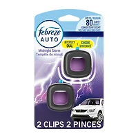 Assainisseur d’air pour voiture Febreze, éliminateur d’odeurs sous forme de pince pour bouche d’air d’automobile, parfum Tempête de minuit, 2unités 4ML