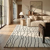 Tapis d'interieur abstrait Rug Branch Domus, creme noir, moderne - Salon, chambre