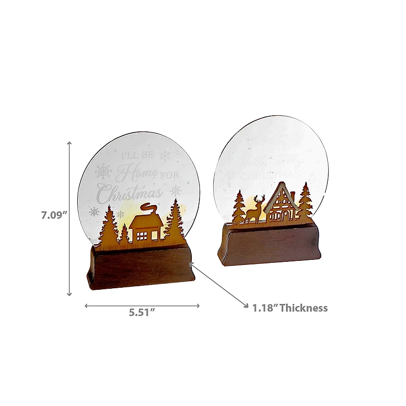 Led Wooden Stand Décor (Winter Night) (Asstd) - Set of 2