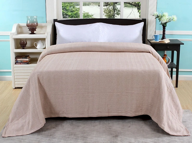 Fabstyles 100% Cotton Soft and Cozy Blanket - Herringbone Weave Cotton Blanket - Perfect for Layering Any Bed for All Season (Grey/White, Queen (90''x90''))
