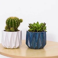 Better Homes & Gardens 5" Ceramic Geometric Pot-White, Flower pot