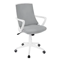Monarch Specialties Chaise De Bureau, Hauteur Ajustable, Pivotant, Ergonomique, Appuis-bras, Bureau, Travail, Métal, Engrener, Blanc, Gris, Contemporain, Moderne