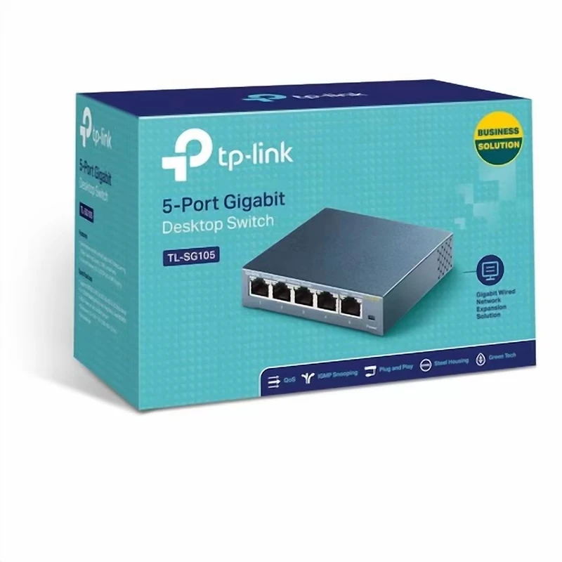 TP-LINK TL-SG105 5-Port 10/100/1000Mbps Desktop Gigabit Steel Cased Switch - 5 Ports - Gigabit Ethernet TL-SG105 5-Port