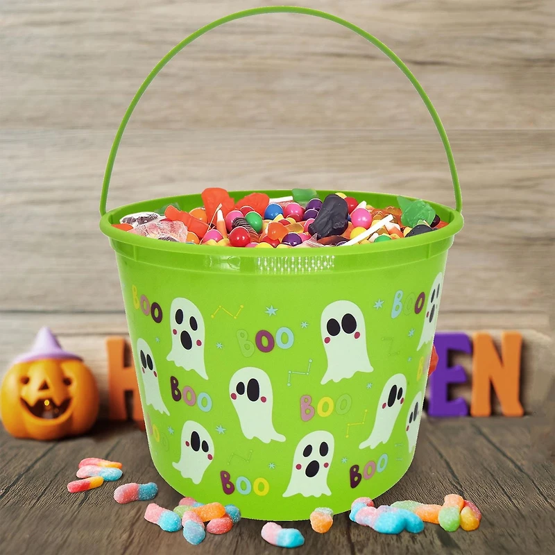 Seau en plastique pour Halloween, fantôme vert, pour un bonbon ou un sort, cadeaux de fête, une façon de célébrer