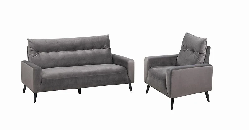 Topline Home Furnishings 2-piece Set: Sofa & Chair, Velvet