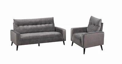 Topline Home Furnishings 2-piece Set: Sofa & Chair, Velvet