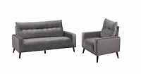 Topline Home Furnishings 2-piece Set: Sofa & Chair, Velvet