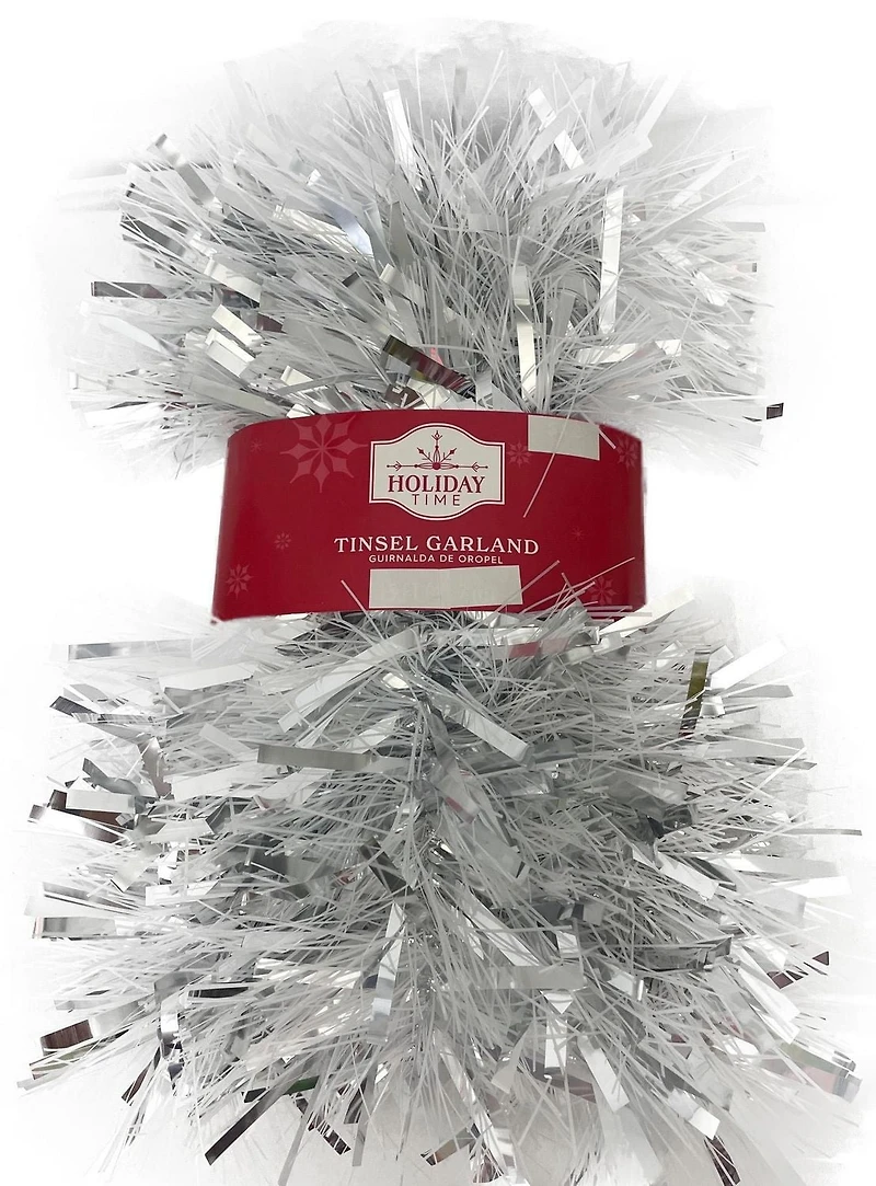 Période festive Guirlande de Noël de 12 pieds en argent