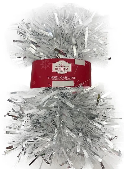 Période festive Guirlande de Noël de 12 pieds en argent