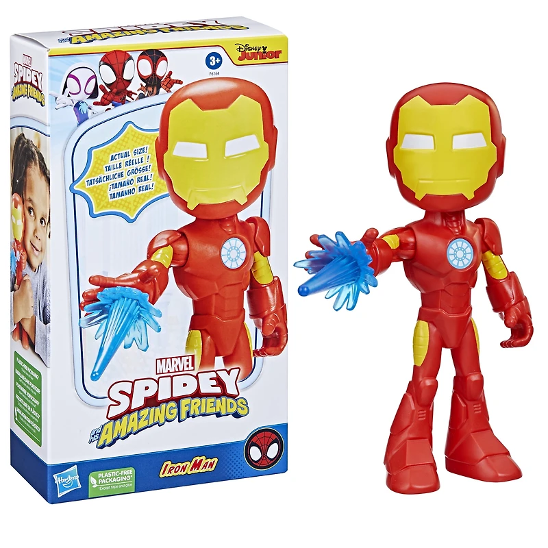 Marvel Spidey and His Amazing Friends Supersized Iron Man Action Figure, Preschool Superhero Toy for Kids Ages 3 and Up
