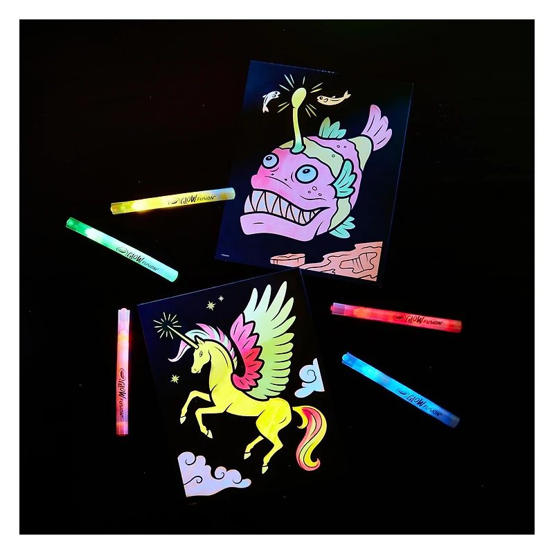 Crayola Glow Fusion Marker Colouring Set - Mythical Creatures
