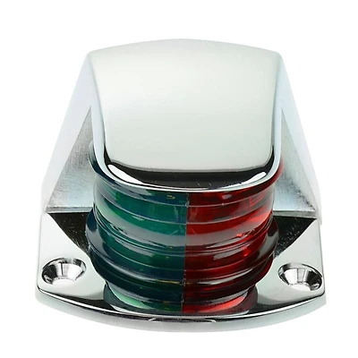 Feu de navigation pour proue de bateau, feu de navigation bicolore de 7,6 cm, idéal pour ponton, skiff, Skeeter, Jon Boat et bateau de pêche – 12 V chromé