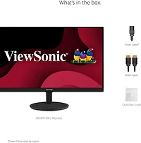 ViewSonic VA2447-MH Moniteur 24 pouces Full HD 1080p avec cadre ultra fin, synchronisation adaptative, 60 Hz, VESA et HDMI, entrées VGA pour la maison et le bureau