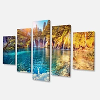 Design Art Turquoise Water And Sunny Beams Landscape Photo Canvas Art Print