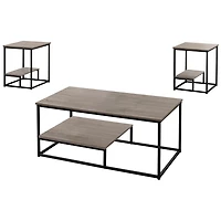 Monarch Specialties Ensemble De Table, Ensemble 3pcs, Café, Bout, Côté, Accent, Salon, Métal, Stratifié, Brun, Noir, Contemporain, Moderne