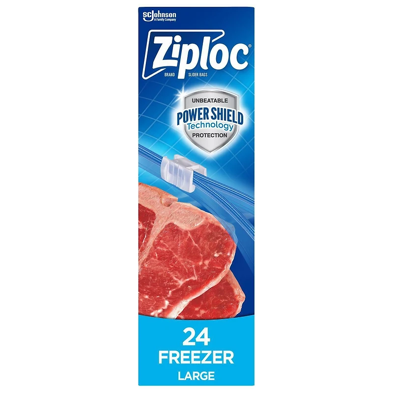 Ziploc Sacs de congélation Slider grand format pour la conservation des aliments, Technologie Power Shield 24 sacs
