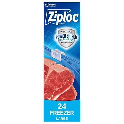 Ziploc Sacs de congélation Slider grand format pour la conservation des aliments, Technologie Power Shield 24 sacs