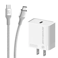 Scosche SH20CC6WT-SP 2 in 1 PowerVolt 20W USB-C Wall Adapter & Strikeline 6 ft Charge & Sync Cable