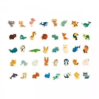 Janod - Puzzle Magnétique du Monde Minikids - 40 Aimants en Bois FSC - 1 Poster - Aimants Animaux - 24 Mois
