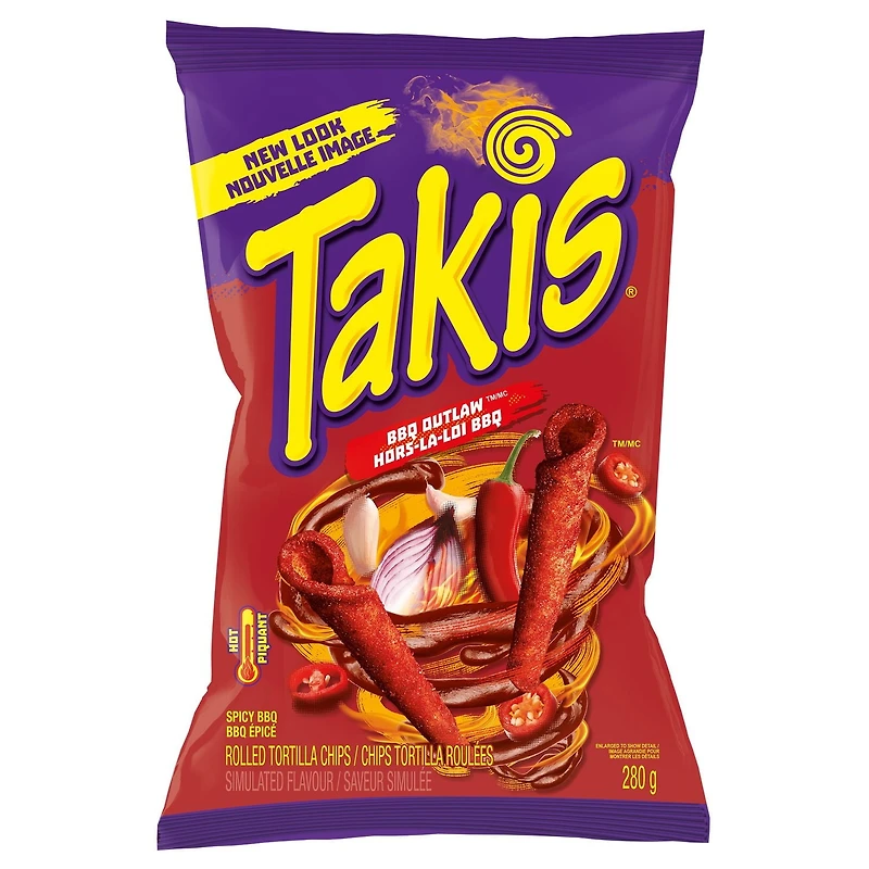 Croustilles de tortilla roulées TAKISᴹᴰ Hors-la-loi, saveur BBQ épicé 280g