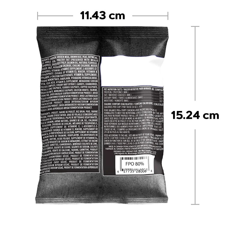 Pure Balance Pro+ Chiot, Recette Poulet et Riz Brun Nourriture Sèche pour Chien 100 g, 3,5 kg