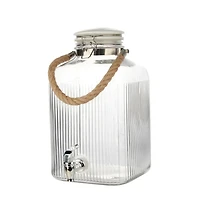 Hometrends Clear  Ribbed  Glass  Beverage Dispenser, 2 galllon,1 piece, Glass Beverage Dispenser