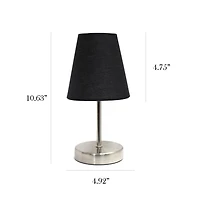Mini lampe de table de base Simple Designs en nickel sable avec abat-jour en tissu, lot de 2