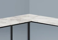 Monarch Specialties Bureau, Bureau À Domicile, Coin, 58"l, Forme De L, Travail, Ordinateur Portable, Métal, Stratifié, Aspect Marbre Blanc, Noir, Contemporain, Moderne