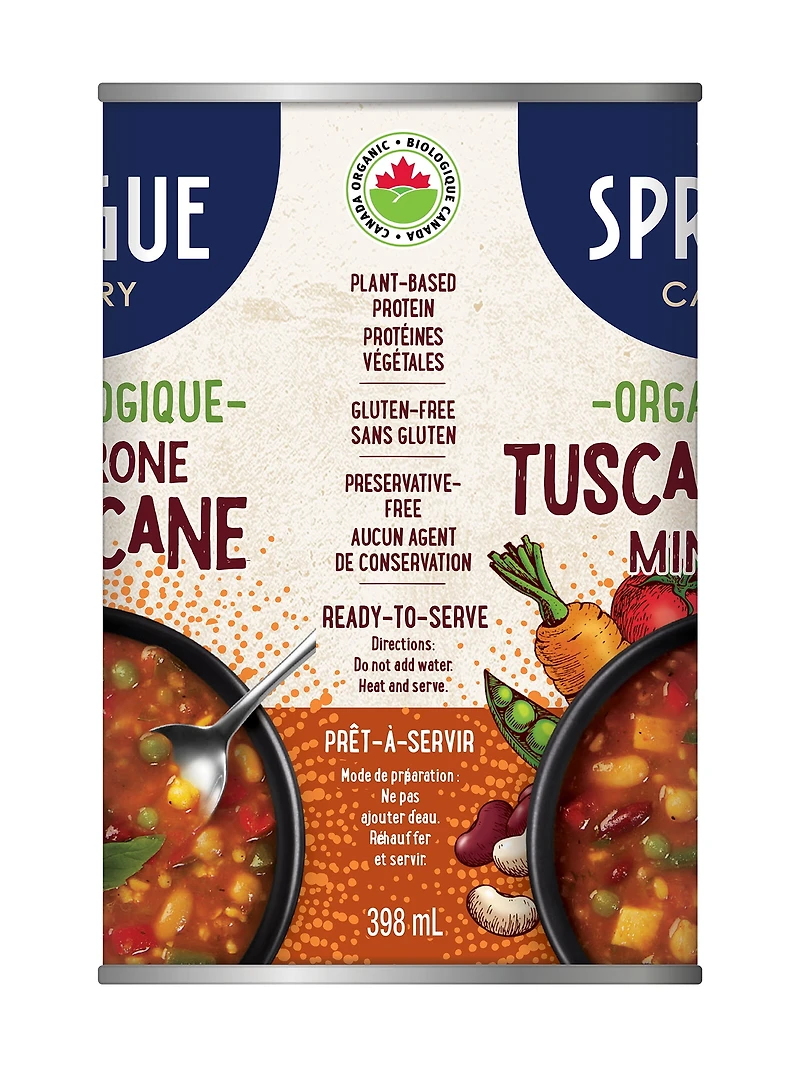 Sprague Organic Tuscany-Style Minestrone Soup, 398ml - Reheat and Serve