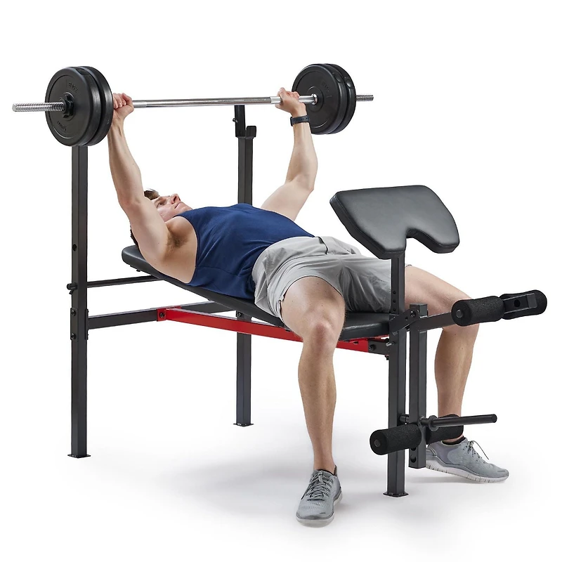 Banc de Musculation Inclinable Standard Réglable Sunny Health & Fitness avec Développeur de Jambes et Accessoire Curl Prêcheur - SF-BH623009