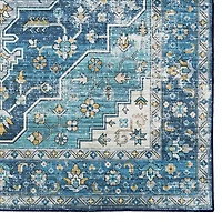 Sariah 3' x 5' Washable Accent Rug, Teal and Ivory