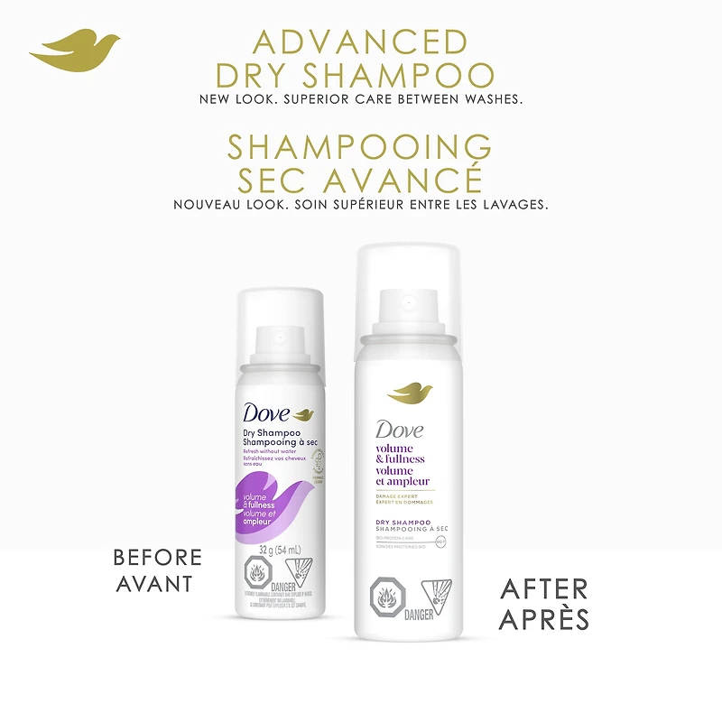 Dove Advanced Dry Shampoo Refresh & Revive Flat Hair Without Water Volume & Fullness Without Water for 2 Days of Freshness & Bounce 32g, 32 g Dry Shampoo